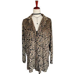 Vintage Diane Von Furstenberg 1980s Velvet Burnout Gold Button Up Size 1X